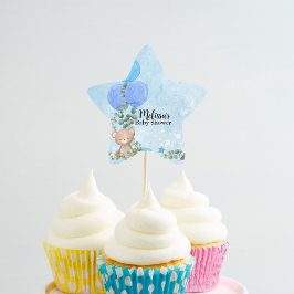 Pegatina En Forma De Estrella Oh Boy Blue Balloon Eucalipto Cupcake Topper