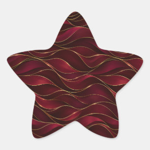 Pegatina En Forma De Estrella Olas de mármol rojo burgundy elegantes con acento