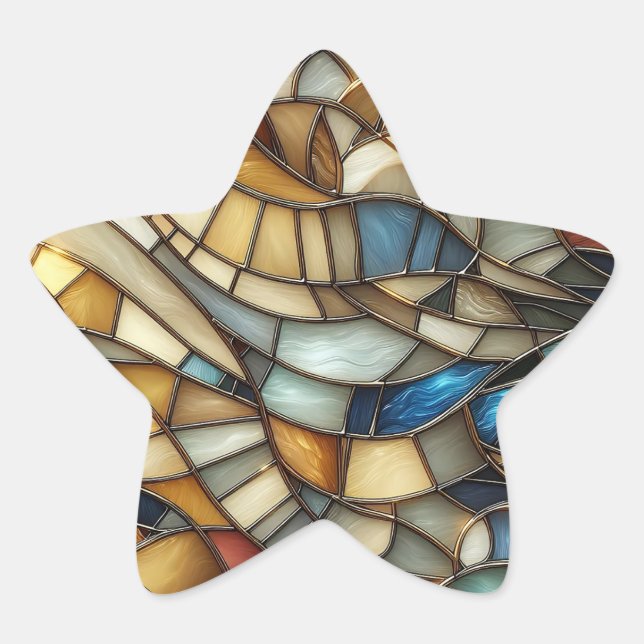 Pegatina En Forma De Estrella Olas de Vidrio Pintado (Anverso)