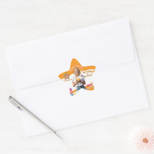 Pegatina En Forma De Estrella Orange Smiling Blonde Woman Fries Family Fun