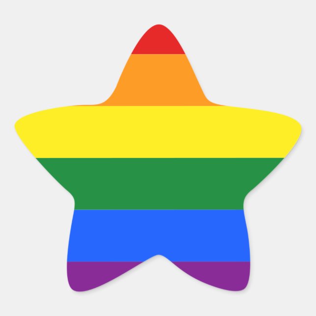 Pegatina En Forma De Estrella Orgullo gay mes LGBT Rayas de arcoiris coloridas (Anverso)