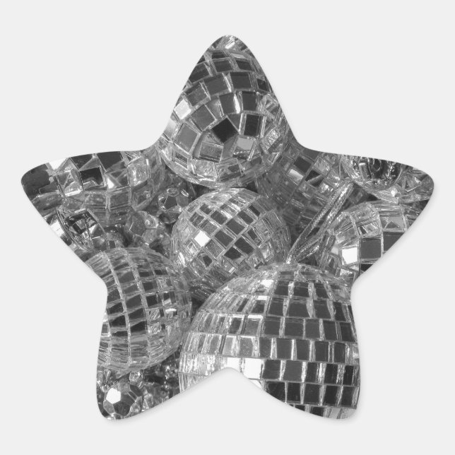 Pegatina En Forma De Estrella Ornamentos de bola de disco Glam Foto en blanco y  (Anverso)