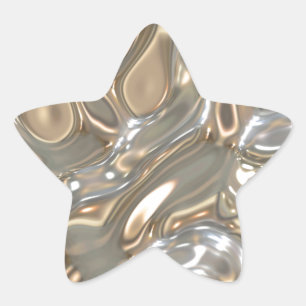 Pegatina En Forma De Estrella Oro líquido y plata flotantes