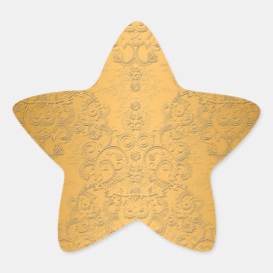 Pegatina En Forma De Estrella Oro simulado con diseño ornamentado en relieve