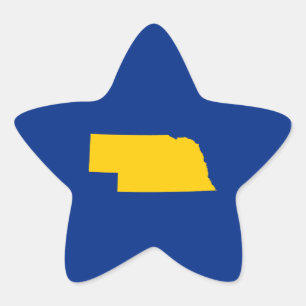 Pegatina En Forma De Estrella Oro y Azul Nebraska