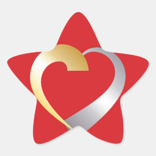 Pegatina En Forma De Estrella Oro y plata Valentine Heart
