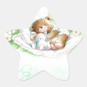 Pegatina En Forma De Estrella Oso de peluche para el bautismo, la cristiandad