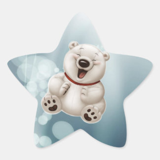 Pegatina En Forma De Estrella Oso de peluche polar riéndose