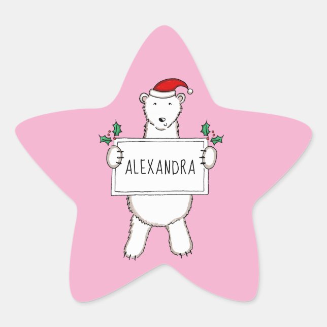 Pegatina En Forma De Estrella Oso polar (Anverso)