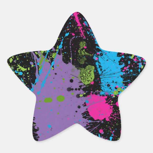 Pegatina En Forma De Estrella Paint Splater (Anverso)