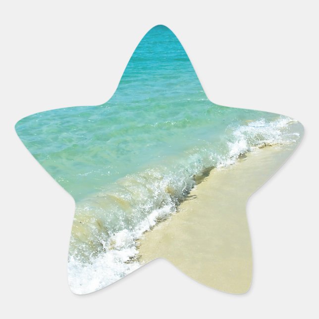 Pegatina En Forma De Estrella Paisaje de playa (Anverso)