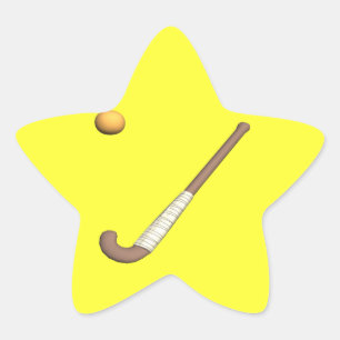 Pegatina En Forma De Estrella Palillo y bola de hockey hierba