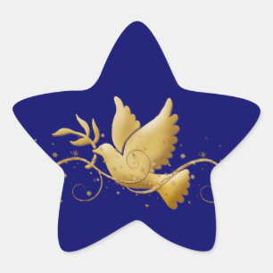 Pegatina En Forma De Estrella Palo de Navidades de oro de la paloma de la acción