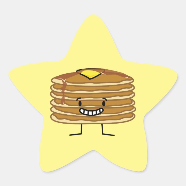 Pegatina En Forma De Estrella Pancakes stack mantequilla jarabe fluffy desayuno (Anverso)