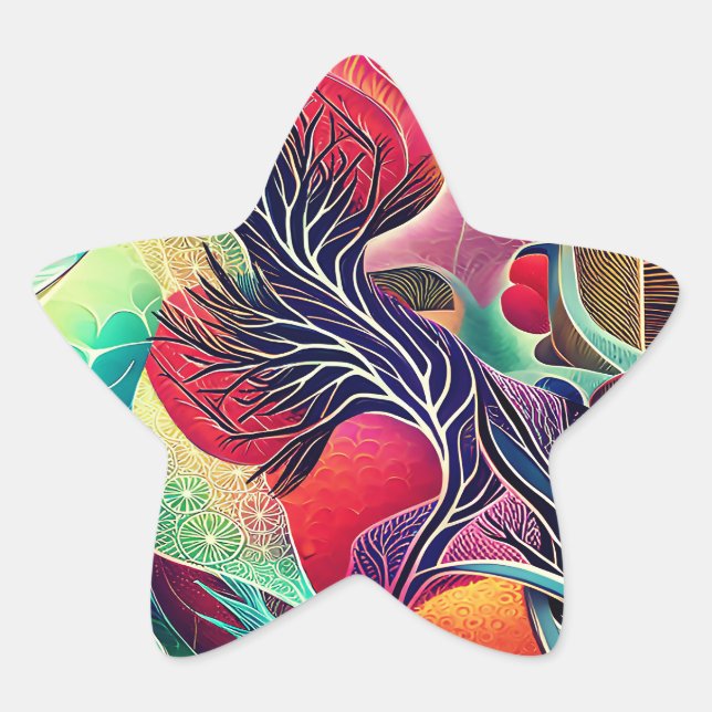 Pegatina En Forma De Estrella Panorama abstracto (Anverso)