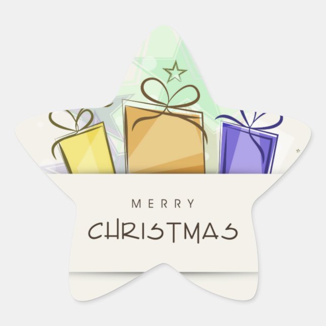 Pegatina En Forma De Estrella Paquetes navideños de Feliz (Anverso)