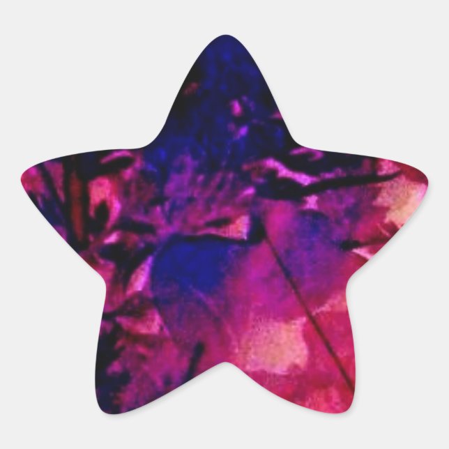 Pegatina En Forma De Estrella Paraíso tropical nocturno (Anverso)