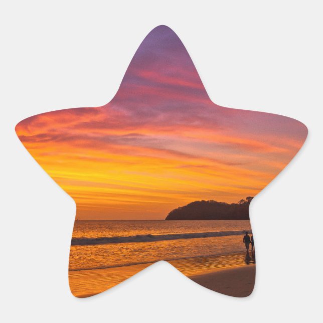 Pegatina En Forma De Estrella Pareja costarricense al atardecer (Anverso)
