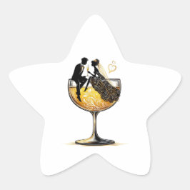 Pegatina En Forma De Estrella Pareja de Champagne