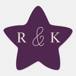 Pegatina En Forma De Estrella Parejas elegantes monogramadas
