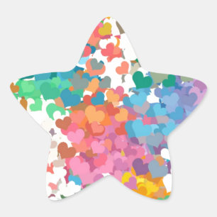 Pegatina En Forma De Estrella Pastel Confetti Hearts