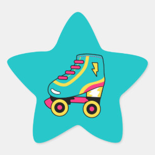 Pegatina En Forma De Estrella Patines sobre ruedas, estrella retro divertida icó