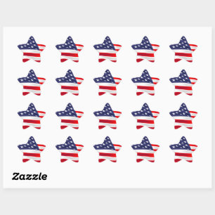 Pegatina En Forma De Estrella Patriótico de Estados Unidos