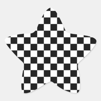 Pegatina En Forma De Estrella Patrón blanco negro del tablero de verificación cl