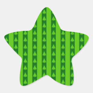 Pegatina En Forma De Estrella Patrón de árbol de navidad con rayas verdes