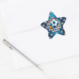 Pegatina En Forma De Estrella Patrón de bola de fútbol de la mamá Futbol