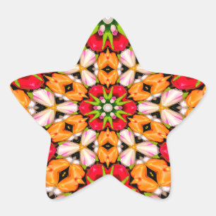 Pegatina En Forma De Estrella Patrón de buquet de tulipanes