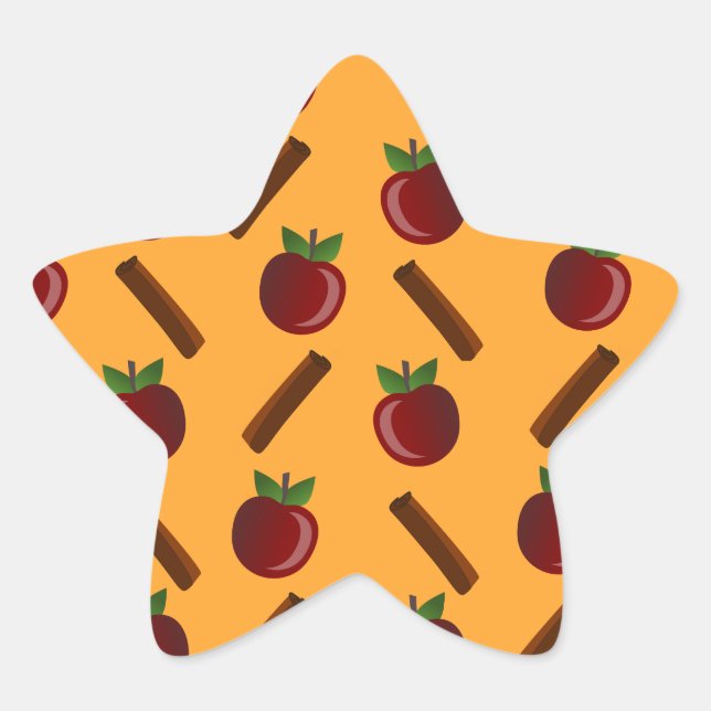 Pegatina En Forma De Estrella Patrón de canela de Apple (Anverso)