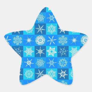 Pegatina En Forma De Estrella Patrón de copos de nieve azules