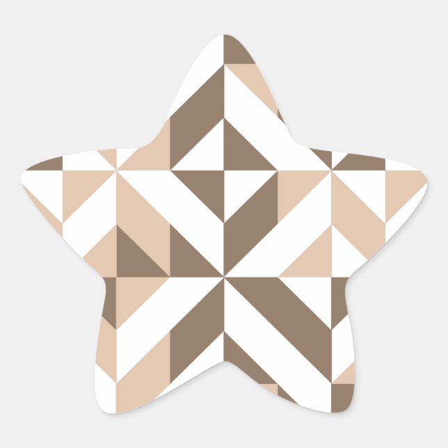 Pegatina En Forma De Estrella Patrón de cubo geométrico beige marrón (Anverso)