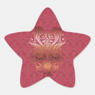 Pegatina En Forma De Estrella Patrón de delux de la fucsia del Ornamento Indio d