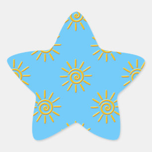 Pegatina En Forma De Estrella Patrón de dibujo de sol amarillo 3D
