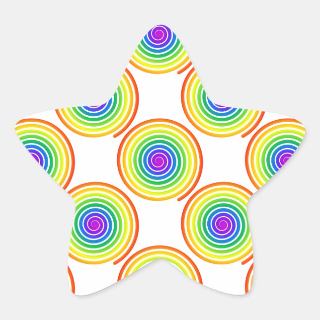 Pegatina En Forma De Estrella Patrón de espiral arcoiris (Anverso)