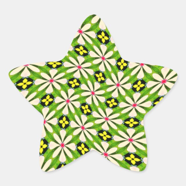 Pegatina En Forma De Estrella Patrón de flores estéticas (Anverso)