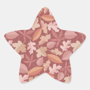 Pegatina En Forma De Estrella patrón de hojas de Marsala