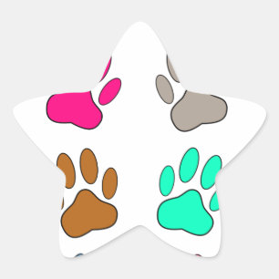 Pegatina En Forma De Estrella Patrón de impresión de hojas de perro multicolores