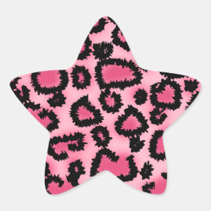 Pegatina En Forma De Estrella Patrón de impresión de leopardo rosa y negro.