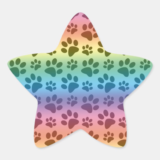 Pegatina En Forma De Estrella Patrón de impresión del perro arco iris (Anverso)