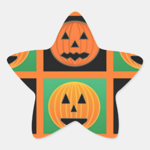 Pegatina En Forma De Estrella Patrón de la cara de calabaza de Halloween