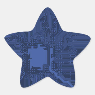 Pegatina En Forma De Estrella Patrón de la tarjeta madre azul geek