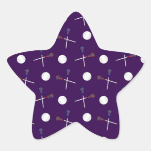 Pegatina En Forma De Estrella Patrón de lacrosina púrpura