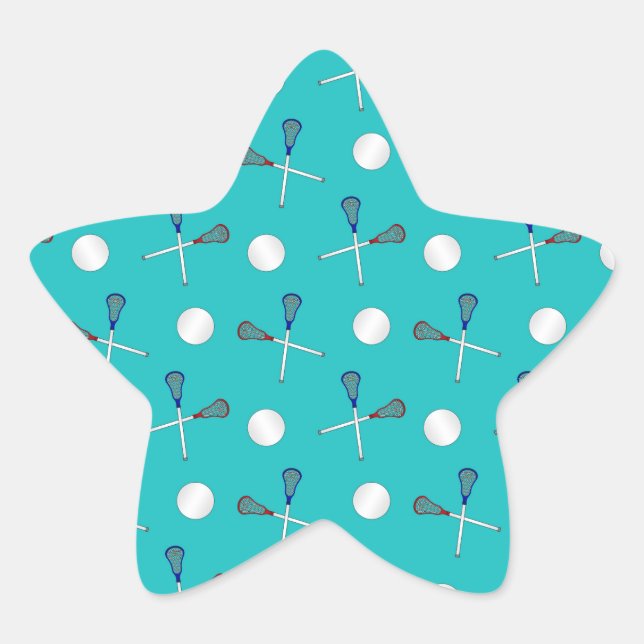 Pegatina En Forma De Estrella Patrón de lacrosina turquesa (Anverso)