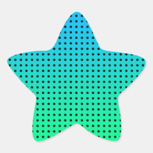 Pegatina En Forma De Estrella Patrón de lunares azul verde turquesa