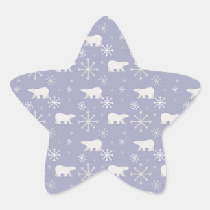 Pegatina En Forma De Estrella Patrón de navidades con osos polares y copos de ni