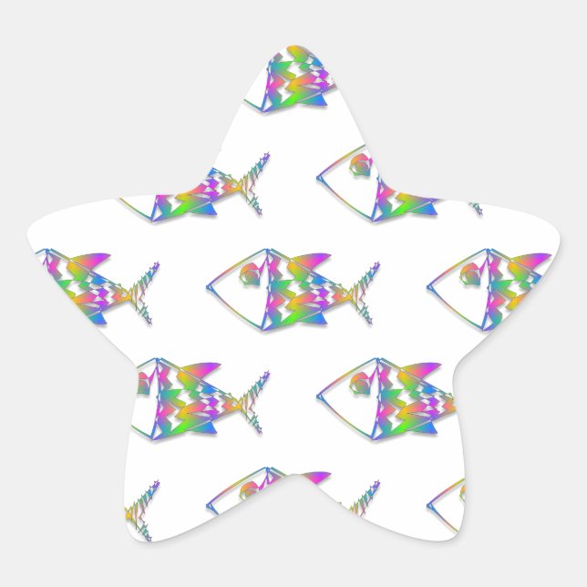 Pegatina En Forma De Estrella Patrón de peces abstracto (Anverso)