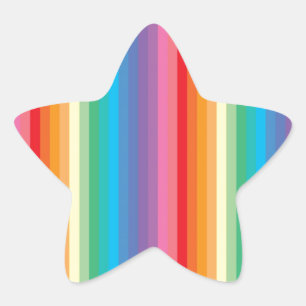 Pegatina En Forma De Estrella Patrón de rayas de color arcoiris
